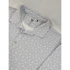 Graham Luxe Polo Shirt Men XXL‎ 2XL Blue Geometric Performance Dandelion AOP